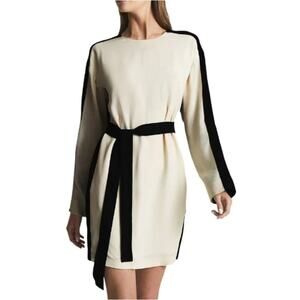 New ~ REISS ~ Skyler Colourblock Mini Dress 6 100% VISCOSE , POCKETS